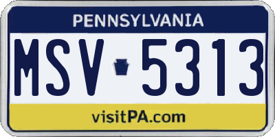 PA license plate MSV5313