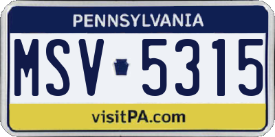 PA license plate MSV5315