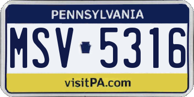 PA license plate MSV5316