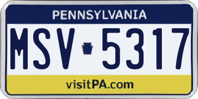 PA license plate MSV5317
