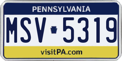 PA license plate MSV5319