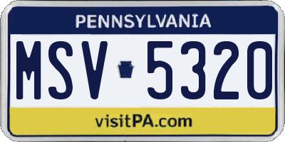 PA license plate MSV5320