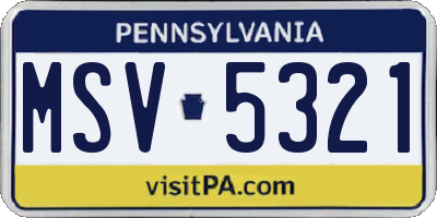 PA license plate MSV5321
