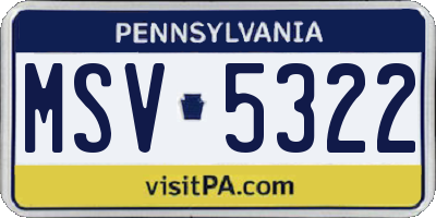 PA license plate MSV5322