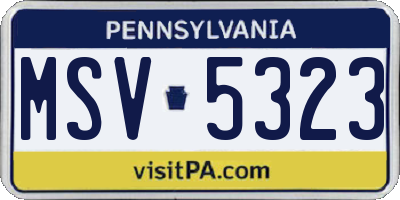 PA license plate MSV5323