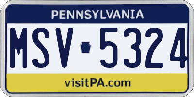 PA license plate MSV5324