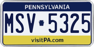 PA license plate MSV5325