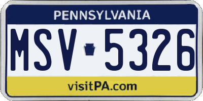 PA license plate MSV5326