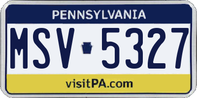 PA license plate MSV5327