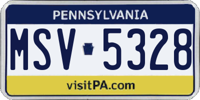 PA license plate MSV5328