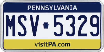 PA license plate MSV5329