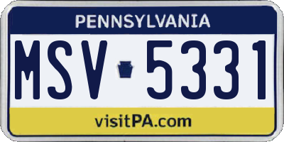 PA license plate MSV5331