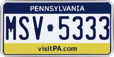 PA license plate MSV5333