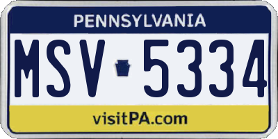 PA license plate MSV5334