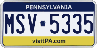 PA license plate MSV5335