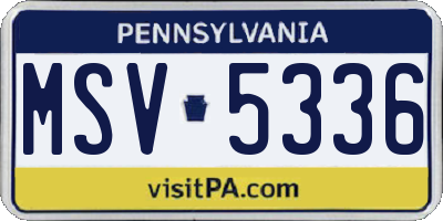 PA license plate MSV5336