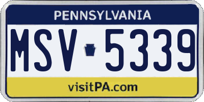 PA license plate MSV5339