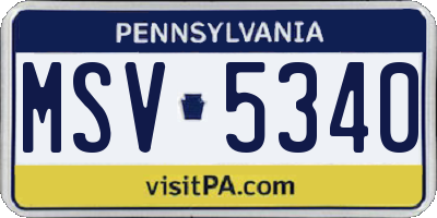 PA license plate MSV5340