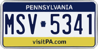 PA license plate MSV5341