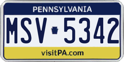 PA license plate MSV5342