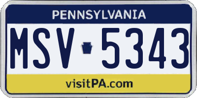 PA license plate MSV5343