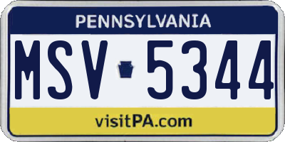 PA license plate MSV5344