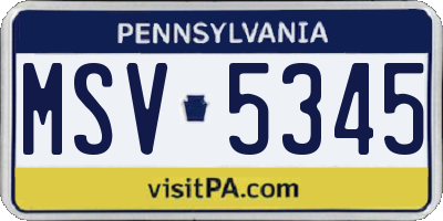 PA license plate MSV5345