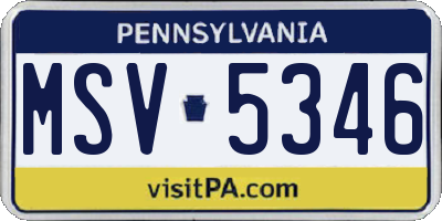 PA license plate MSV5346
