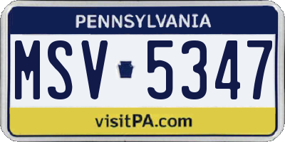 PA license plate MSV5347