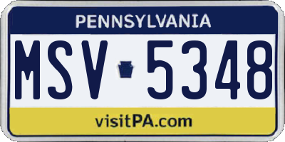 PA license plate MSV5348