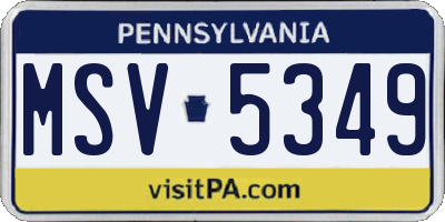 PA license plate MSV5349