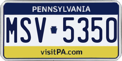 PA license plate MSV5350