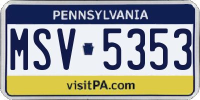 PA license plate MSV5353