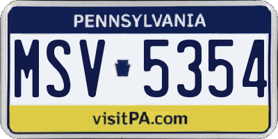 PA license plate MSV5354