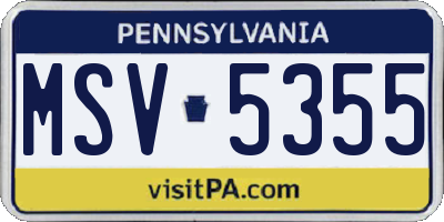 PA license plate MSV5355