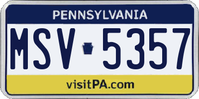 PA license plate MSV5357
