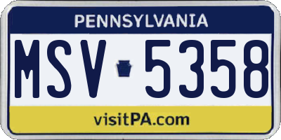 PA license plate MSV5358