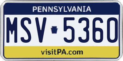 PA license plate MSV5360