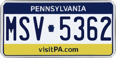 PA license plate MSV5362