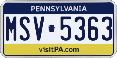 PA license plate MSV5363