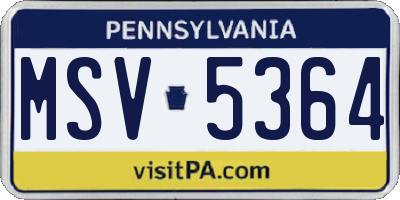 PA license plate MSV5364