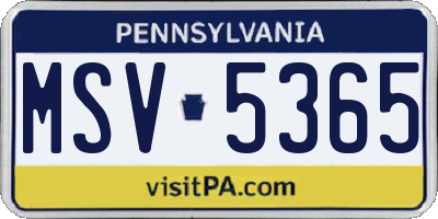 PA license plate MSV5365