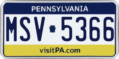 PA license plate MSV5366