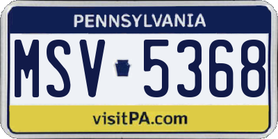 PA license plate MSV5368