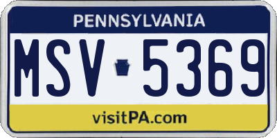 PA license plate MSV5369