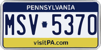 PA license plate MSV5370