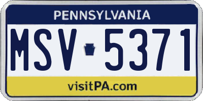 PA license plate MSV5371