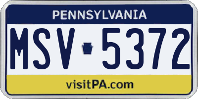 PA license plate MSV5372