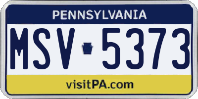 PA license plate MSV5373