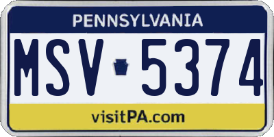 PA license plate MSV5374